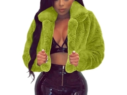 2026-chaqueta Corta Mujer Pelo Falso Rosa Caliente Sherpa Abrigo Suave Invierno Poliéster Spandex
