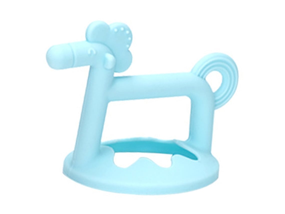 Brinquedo De Dentição Para Bebê Em Forma De Cavalo Silicone Alimentar Com Caixa Azul
