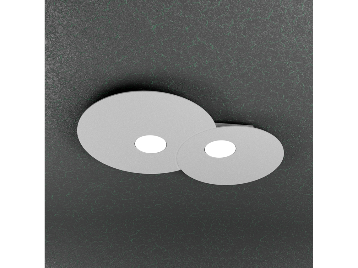 Lámpara de techo redonda Cloud Toplight de 2 luces con casquillo Gx53, marco gris, diseño moderno, 50 x 35 x 3 cm.