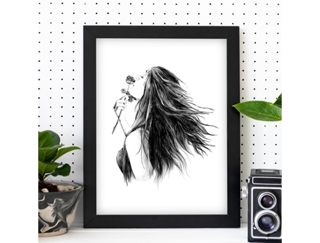 Posters EróTicos. Póster Mujer con Rosa Dibujada con Imagenes Sensuales do Cuerpo Femenino.