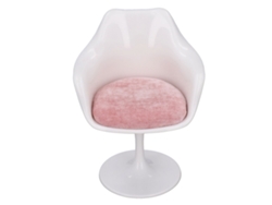 Silla de oficina para casa de muñecas 2026, escala 1:6, ABS, blanca, rosa, ruedas giratorias y reposabrazos.