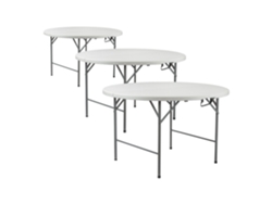 Pack 3 Mesas Plegables Redondas Para Catering Efecto Granito 150x74cm THINIA