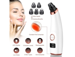 Aspirador de puntos negros con pantalla LED y 5 cabezales para eliminar puntos negros, granos y grasa, tratamiento facial, regalo femenino, Yemaesre blanco