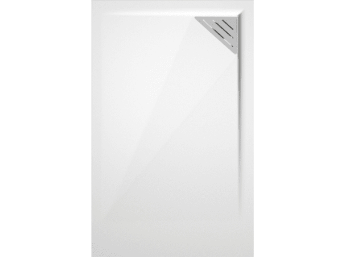 Plato De Ducha Resina Trinity Blanco  80x120 Cm Rejilla Derecha