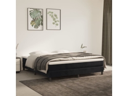 Cama Box Spring Con Colchón Terciopelo Negro 160x200 Cm