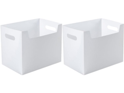 Cajas De Almacenamiento Blancas, 2 Unidades, 29x20x25 Cm, Plástico Grueso De 240 G, Acabado Mate, Organizadores Multiusos.