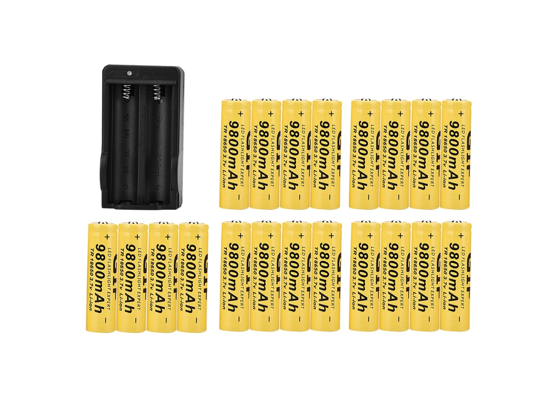 Batería Recargable 18650 9800mah Paquete De 16 Con Cargador Amarillo Enchufe Ee.uu. 100-240v