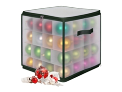 Caja De Almacenamiento Para Bolas De Navidad Relaxdays, 64 Bolas, 36 X 36 X 36 Cm, Plástico, Cartón, Caja Verde.
