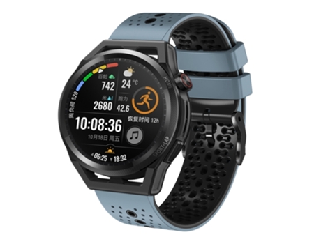 Correa Smartwatch para Huawei Watch GT Runner 22mm Silicona Perforada Bicolor (Azul + Gris)