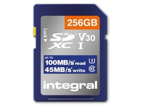 Integral Insdx256G-100V30 Tarjeta Sd de 256 Gb Sdxc Uhs-1 U3 Cl10 V30 Hasta 100 Mbs Lectura 45 Mbs Tarjeta de memoria de escritura Uhs-I