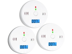 Kit 3 Detetores Co Com Ecrã Lcd, Ideal Uso Residencial, Pilhas Não Incluídas