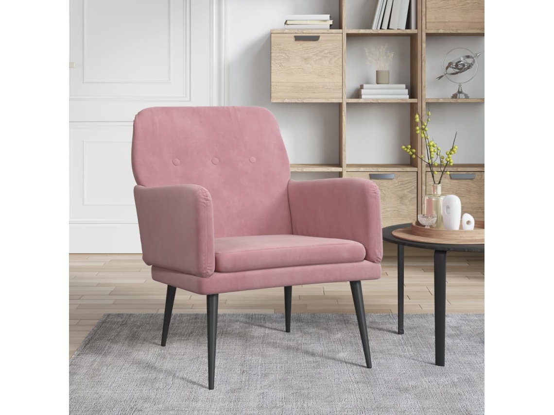 Cadeira com Apoio de Braços 62X79X79 Cm Veludo Rosa