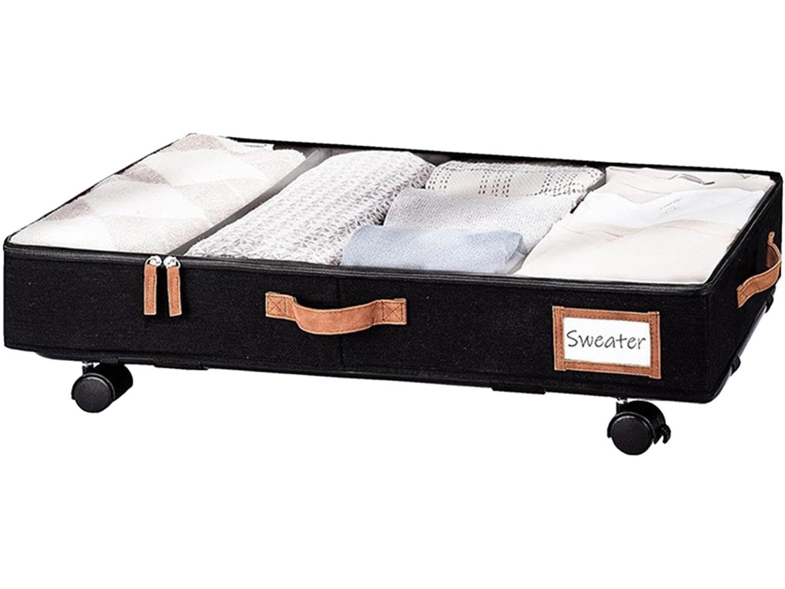 Cajas de almacenaje bajo la cama con ruedas y tapas transparentes | Organizadores de zapatos Slowmoose