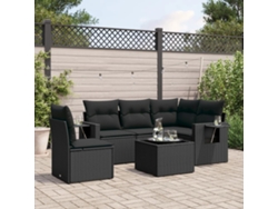 Conjunto de sofás de jardín de 6 piezas DKD Home Decor con cojines de mimbre negros