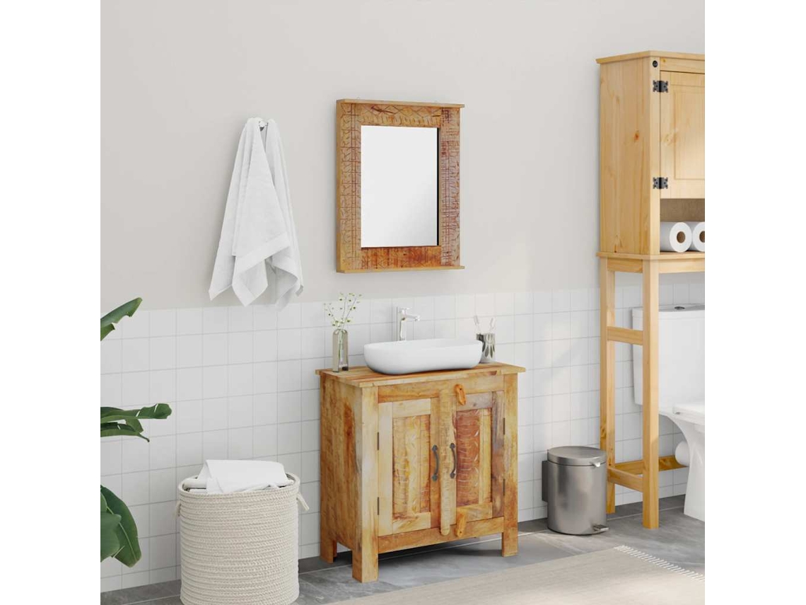 Mueble de baño con espejo, madera maciza de mango Wsd47406 Lovely Home