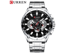 Reloj de negocios para hombre en acero inoxidable, movimiento de cuarzo, fecha, seis agujas, luminiscente. MDUG (Plata y negro)