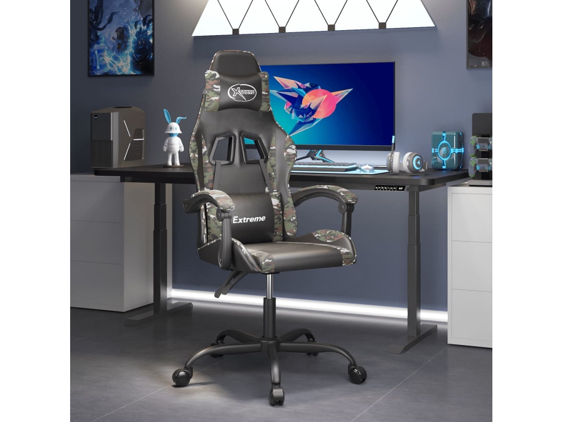VIDAXL Silla Gaming Cuero Sintético Negro Y Camuflaje