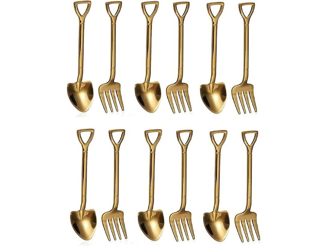 Juego De Cubiertos De 12 Piezas: Tenedores Y Cucharas De Acero Inoxidable Para Postres, Café Y Fruta.