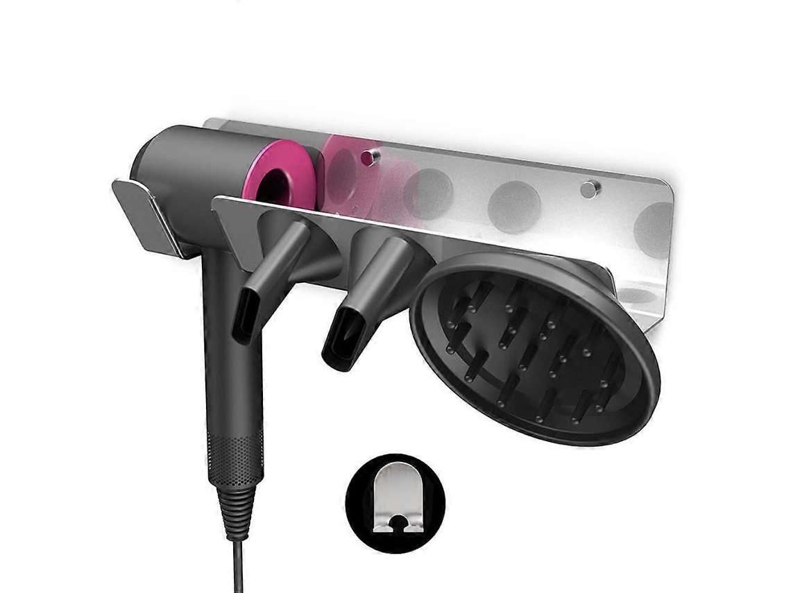 Soporte organizador para secador de pelo de pared izquierdo plateado GOKOCO