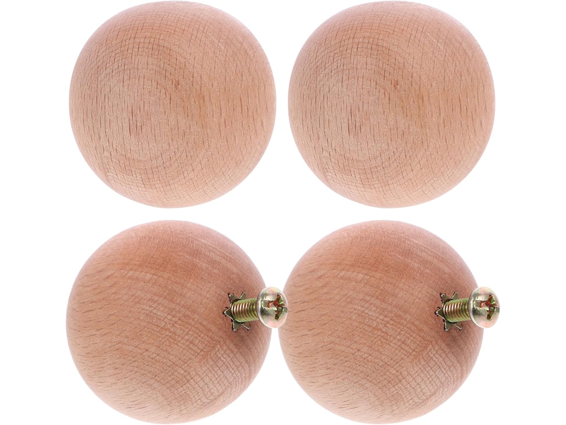 38 Mm, 4 Pomos De Madera Con Forma De Bola Para Muebles, Juego De Tiradores Redondos De Haya Para