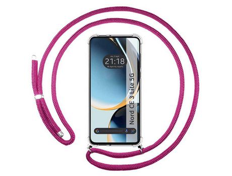 Funda Colgante Transparente para Oneplus Nord Ce 3 Lite 5G Con Cordon Rosa Fucsia TUMUNDOSMARTPHONE