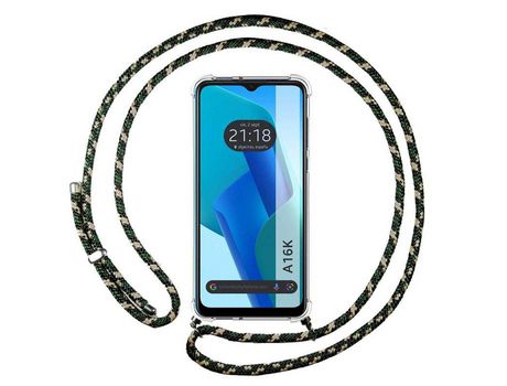 Funda Colgante Transparente para Oppo A16K Con Cordon Verde / Dorado TUMUNDOSMARTPHONE