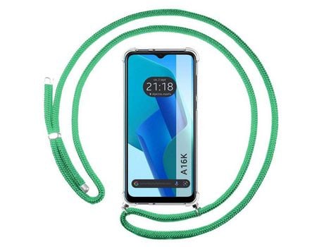 Funda Colgante Transparente para Oppo A16K Con Cordon Verde Agua TUMUNDOSMARTPHONE