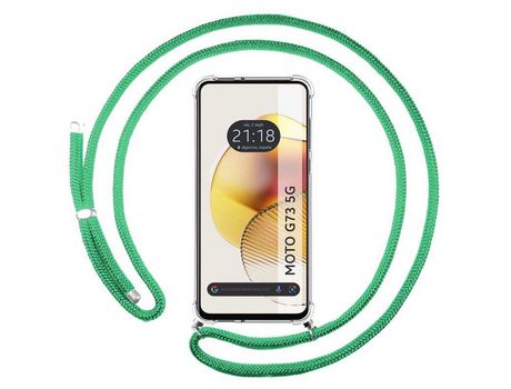 Funda Colgante Transparente para Motorola Moto G73 5G Con Cordon Verde Agua TUMUNDOSMARTPHONE