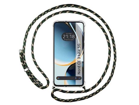 Funda Colgante Transparente para Oneplus Nord Ce 3 Lite 5G Con Cordon Verde / Dorado TUMUNDOSMARTPHONE