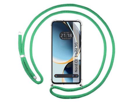 Funda Colgante Transparente para Oneplus Nord Ce 3 Lite 5G Con Cordon Verde Agua TUMUNDOSMARTPHONE