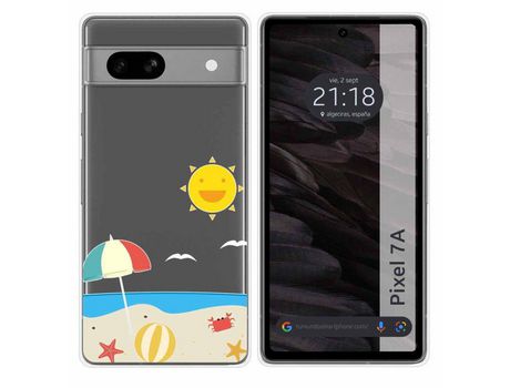Funda Silicona Transparente para Google Pixel 7A 5G Diseño Playa Dibujos TUMUNDOSMARTPHONE