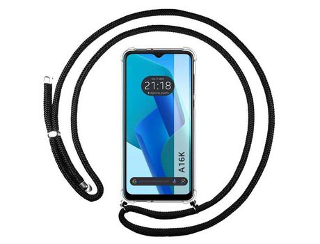 Funda Colgante Transparente para Oppo A16K Con Cordon Negro TUMUNDOSMARTPHONE