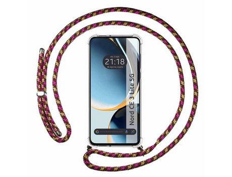 Funda Colgante Transparente para Oneplus Nord Ce 3 Lite 5G Con Cordon Rosa / Dorado TUMUNDOSMARTPHONE