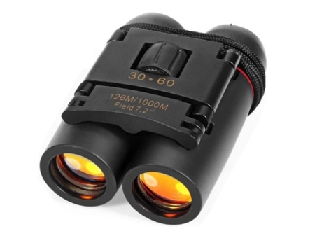 Binoculares 30X60 Mini Telescopio Plegable Compacto Zoom Impermeable Visión Diurna y Nocturna para Exteriores Negro BISBISOUS