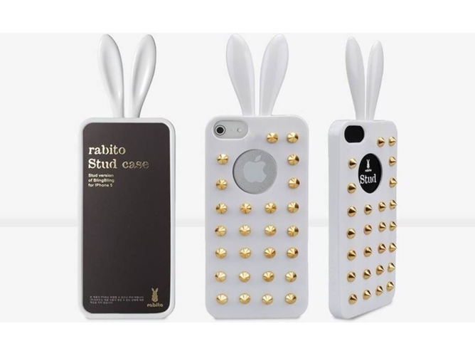 Funda iPhone 5, 5s, SE RABITO Tachas Blanco