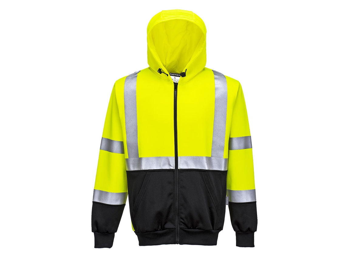 Sudadera De Alta Visibilidad Bicolor Con Capucha Y Cremallera Naranja Negro / Xxl