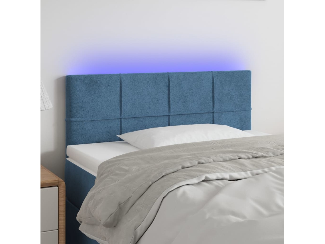 Cabecero Con Led De Terciopelo Azul 100x5x78/88 Cm