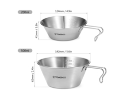 Vaso Medidor Tomshoo Sierra De Acero Inoxidable De 200 Ml/500 Ml Para Camping Y Picnics.