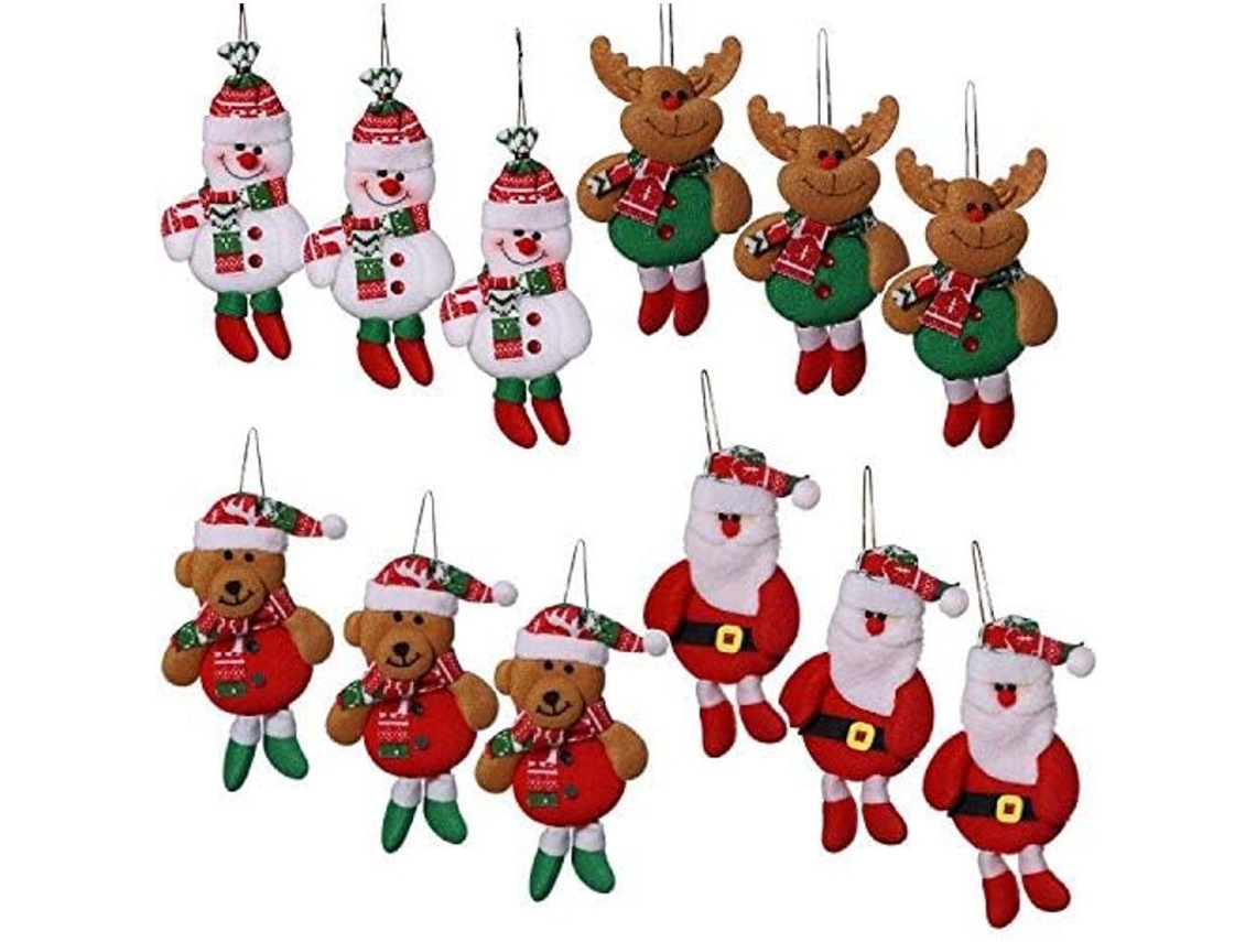 12 Piezas De Adornos Para Árbol De Navidad, Colgantes De Peluche, Decorativos Para Fiestas Navideñas.