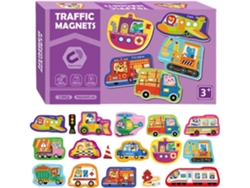 Juguete educativo para niños de 3 a 6 años - Juego magnético portátil - 17 piezas con temática de tráfico. CHABERLU