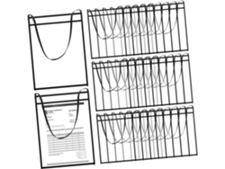 Juego de 30 portarecibos transparentes reutilizables con presillas para colgar.