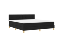 Cama Bospring Con Colchón Negra Tela Vidaxl Negro Fabric (180x200 Cm)