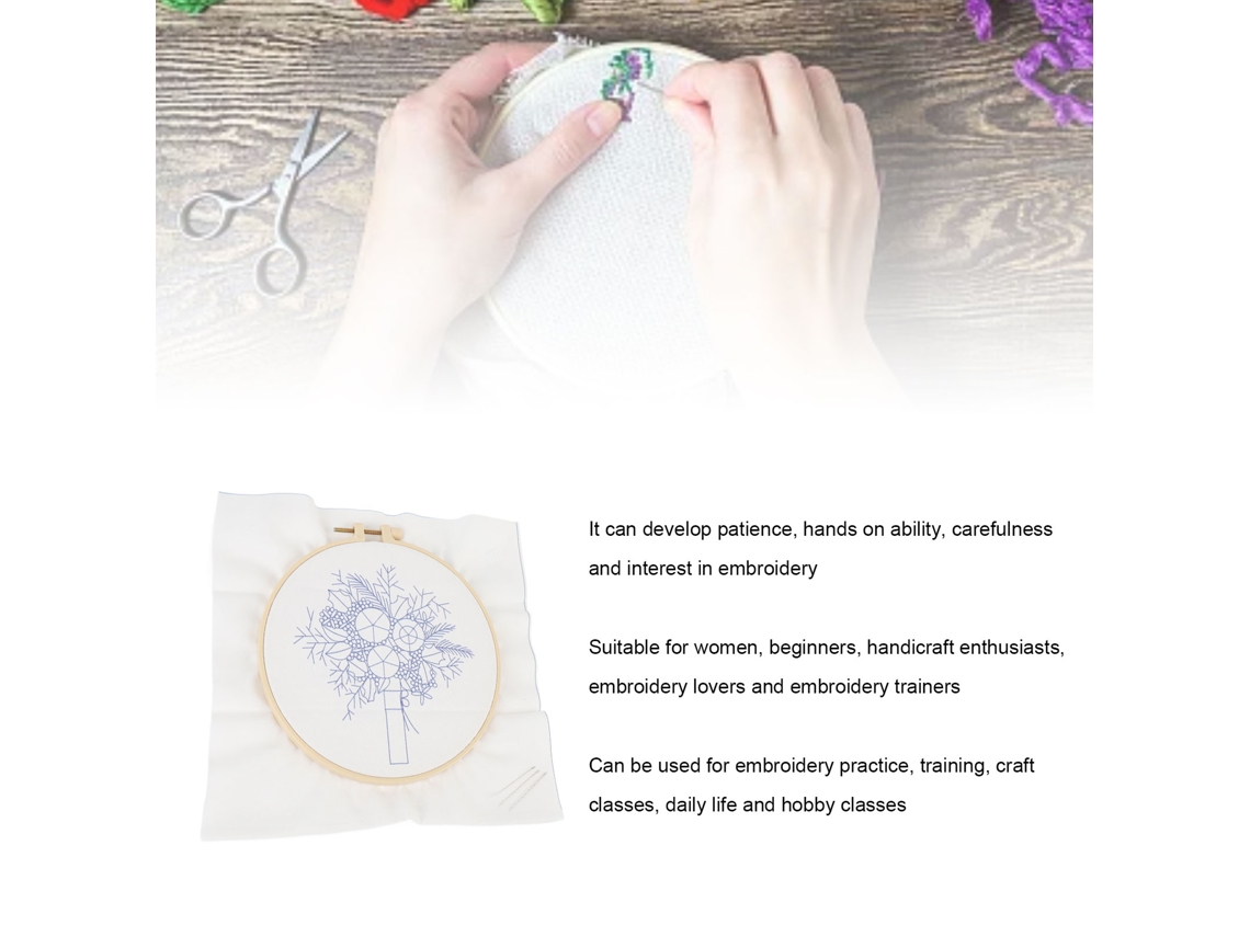 Kit De Bordado Para Principiantes Con Diseño Floral, Bastidor De 20,5 Cm, Herramientas Para Manualidades.