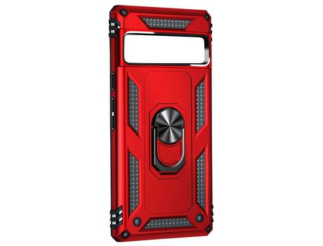 Carcasa para Google Pixel 7a Antigolpes Bimaterial Anillo Soporte Vídeo Rojo AVIZAR