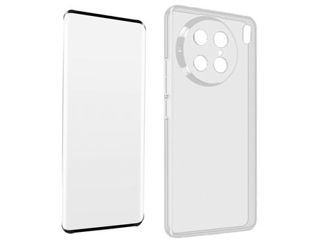 Carcasa para Vivo X90 Pro Silicona Cristal Templado 9H Contorno Negro AVIZAR