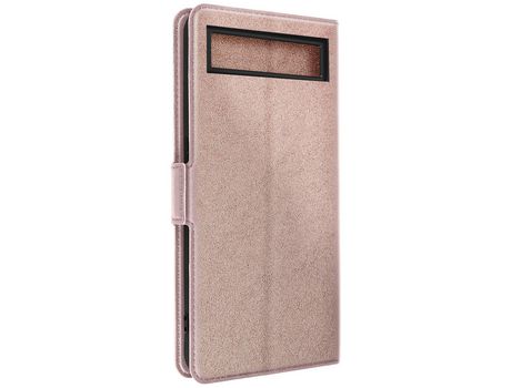 Carcasa para Google Pixel 7a Lengüeta Tarjetero Soporte de vídeo Rosa dorado AVIZAR