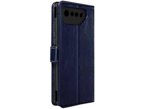 Carcasa para Asus Rog Phone 7 Cuero Auténtico Tarjetero Soporte Vídeo Azul oscuro AVIZAR