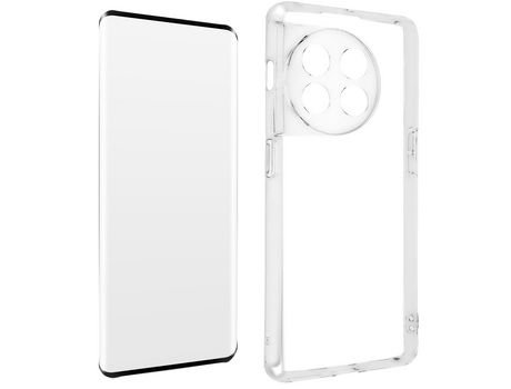 Carcasa para Oneplus 11 Silicona Cristal Templado 9H Contorno Negro AVIZAR