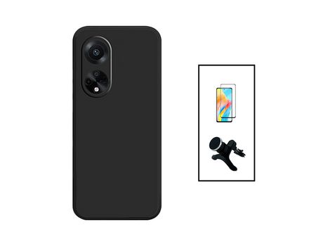 Kit de Protector de Pantalla de vidrio templado de cubierta completa 5D + Carcasa de silicona líquida + soporte de coche magnético reforzado para O...