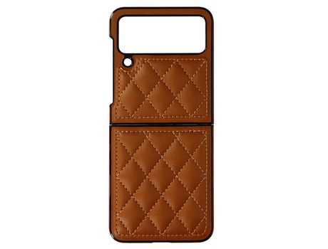 Funda para Samsung Galaxy Z Flip 4 en polipiel Rhombus Chic Series Marrón claro AVIZAR